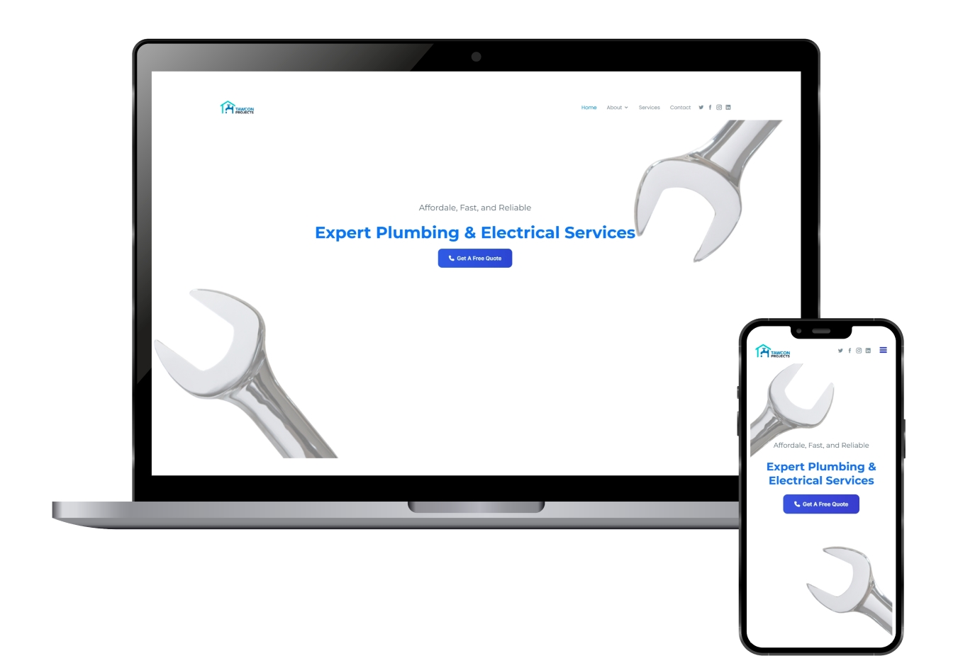 Tawcon Projects website across devices